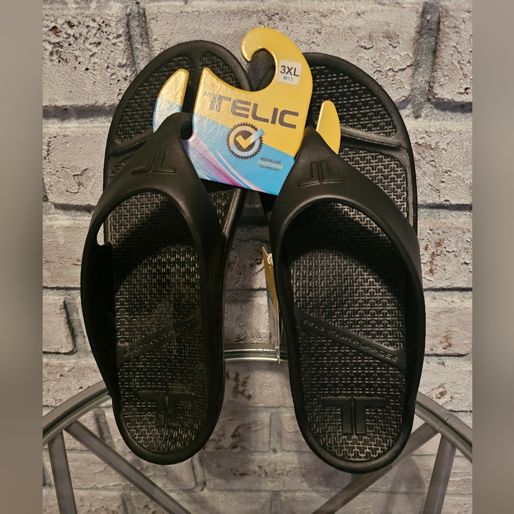 Telic Men's Black Flip Flops Mens Size 13 NWT